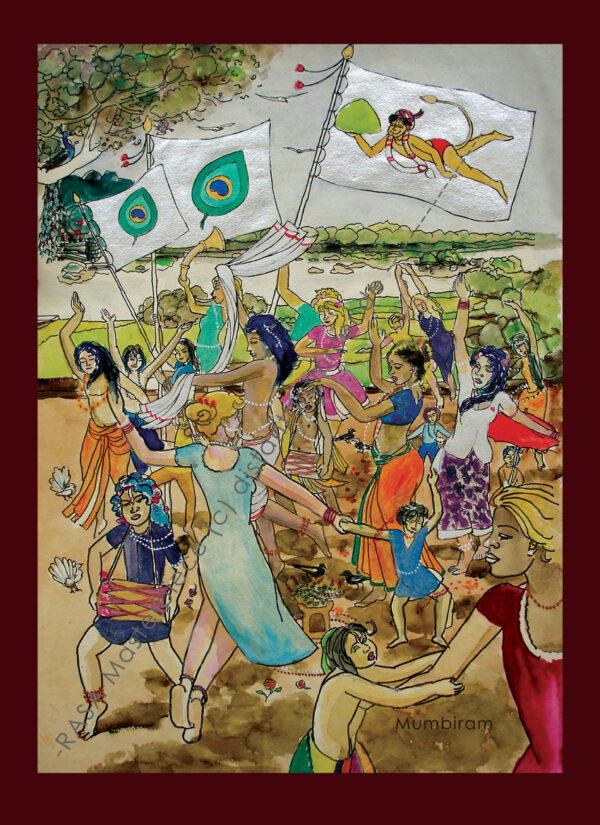 “Dancing Devotees Celebrating in Koregaon Park” - Rasa Masterpiece